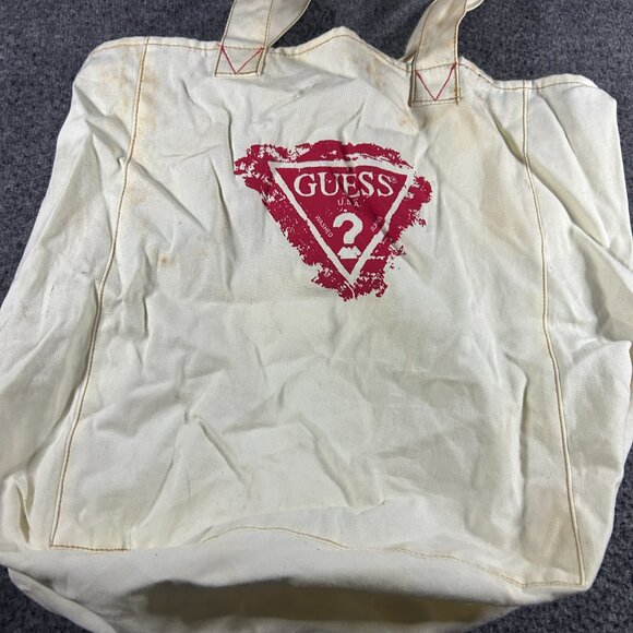 Vintage RETRO Guess USA cotton canvas graphic tote bag MY FIRST GUESS - Picture 6 of 10